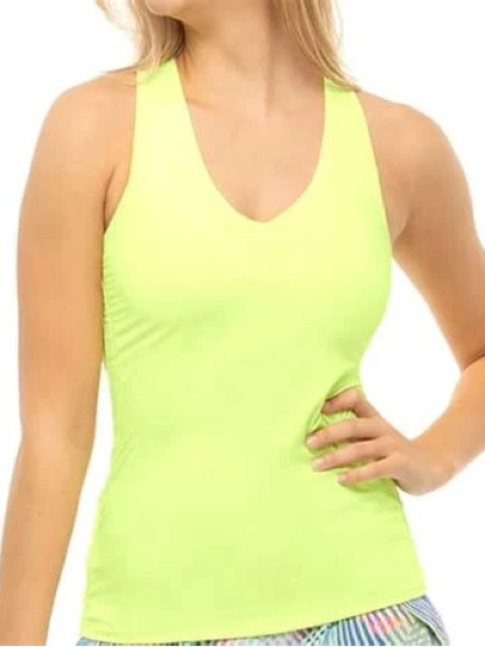 Lucky in Love XS Neon Lime Yellow V-Neck Tank Top